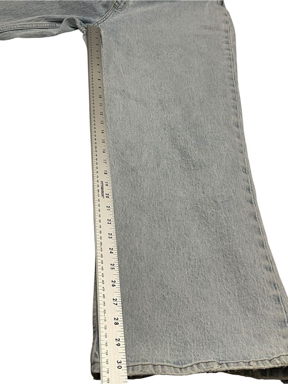 Abercrombie & Fitch Light Blue 90s Y2K Denim Jumpsuit Wide Leg Large Petite Fit - Picture 5 of 12